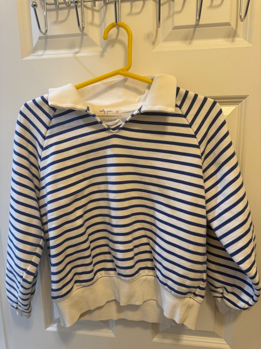 Molly Green Striped Blue & White Collared Sweatshirt